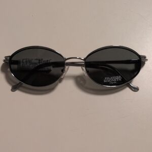 Safilo Sleek Oval Prescription Eyeglasses With Clip On Sunglasses - Silver Frame